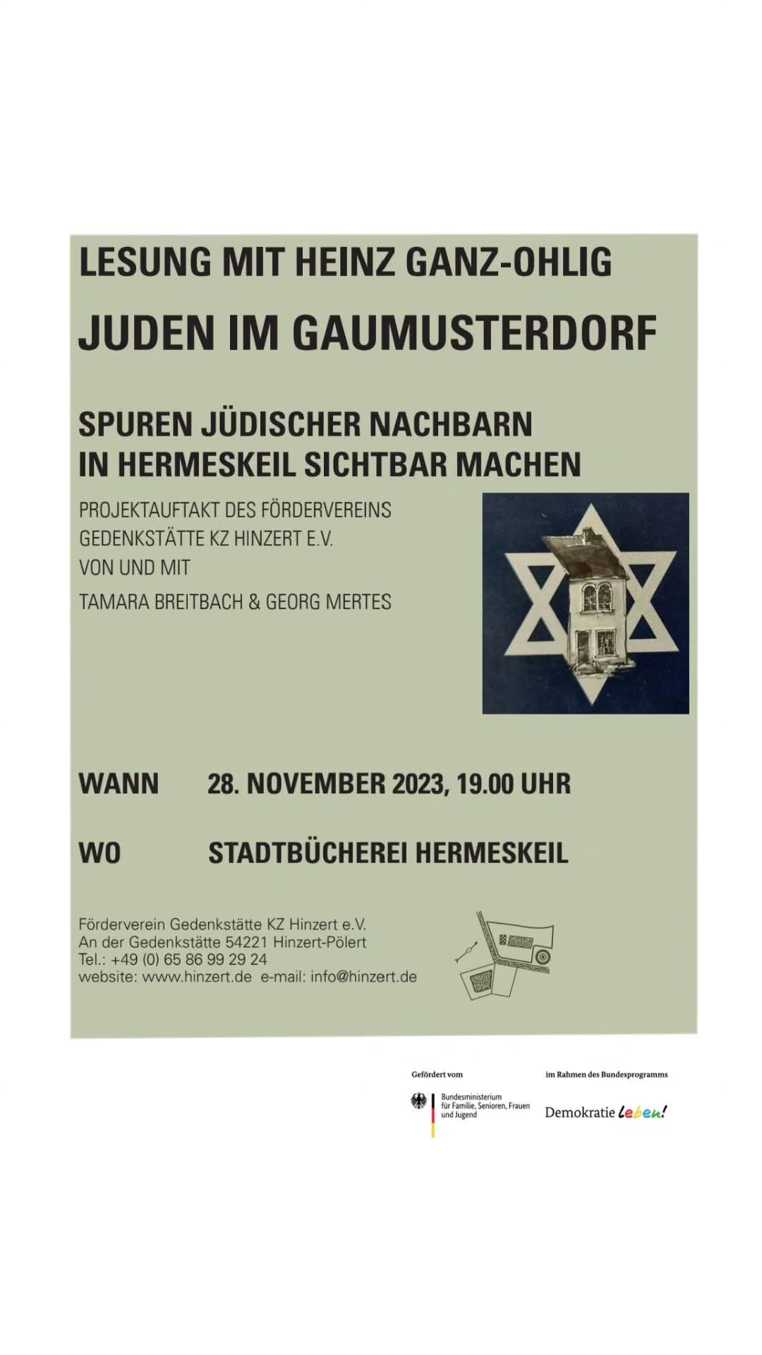 Lesung "Juden im Gaumusterdorf" mit Heinz Ganz-Ohlig